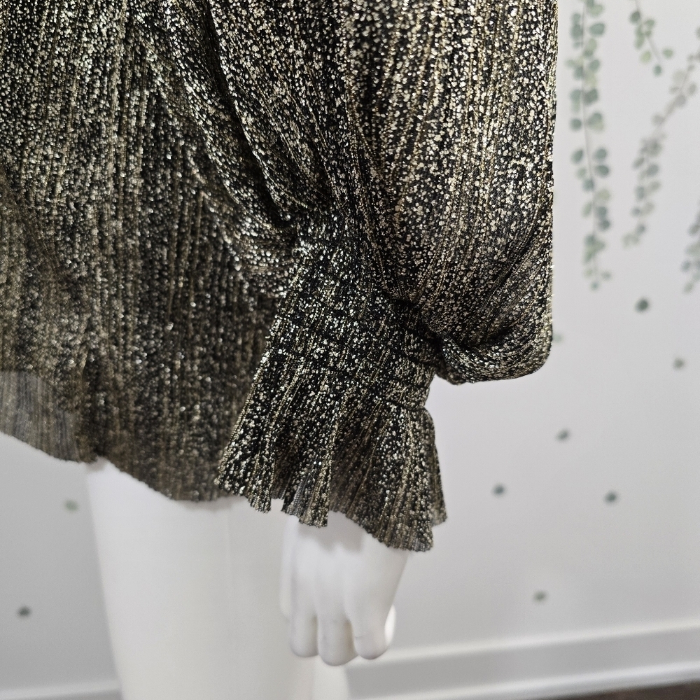 Vince Camuto V-Neck 3/4 Sleeve Blouse Size XL Black Gold NWT - Picture 7 of 11